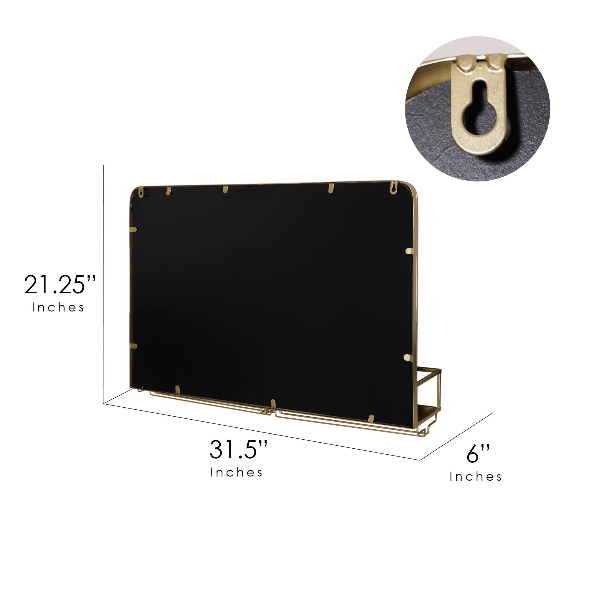 Gold Frame Rectangle Vanity Wall Mirror with Storage - 21.25" x 31.5"